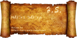 Hári Sára névjegykártya